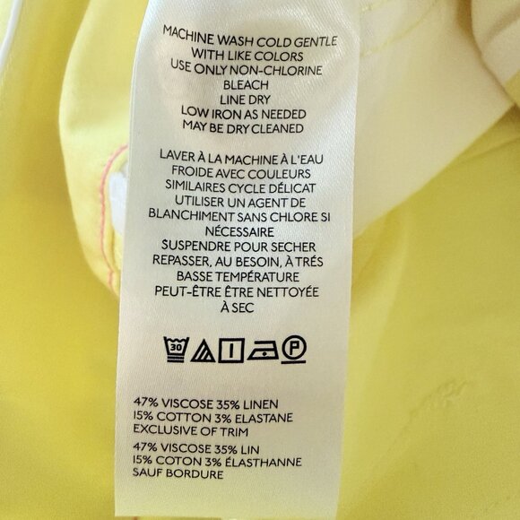 Anthropologie Colette Embroidered Crop Wide-Leg Pants Maeve Womens 27 Yellow NWT - Picture 8 of 11